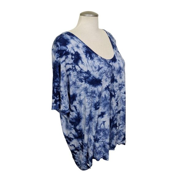 Old Navy Womens Plus XXL T Shirt Large Blue Tie Dye Short Sleeve Tee Casual Top - Picture 2 of 5